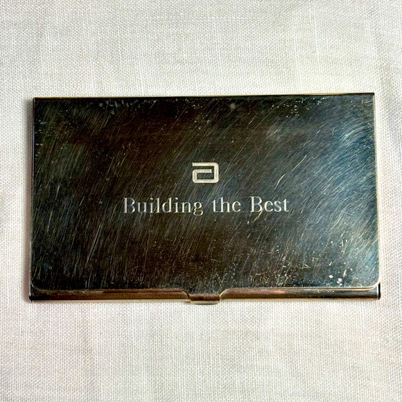 Tiffany & Co. Silver-plate Business Card Holder Engraved w/ “Building the Best” - Picture 1 of 7